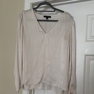 Banana Republic Cream Asymmetrical Long Sleeve Blouse
